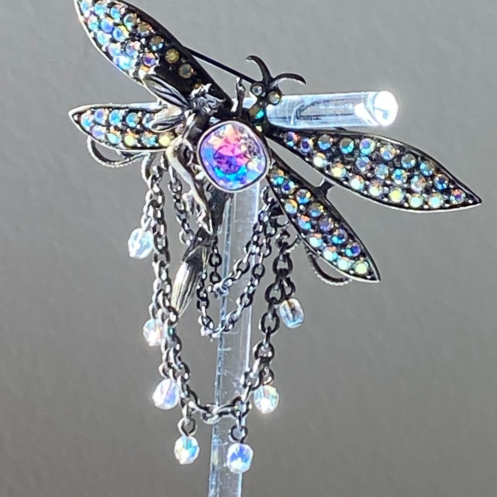Vintage Kirks Folly Aurora Borealis Dragonfly Fairy Brooch Pin